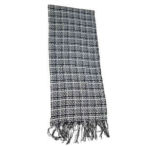 Cashmink Black White Tassel Scarf